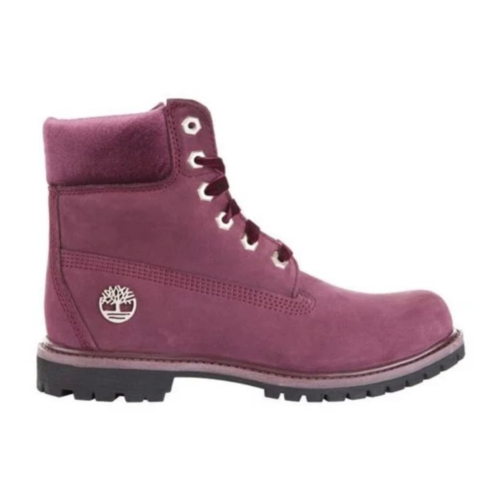 Timberland Burgundy Wine velvet laced boots size 8